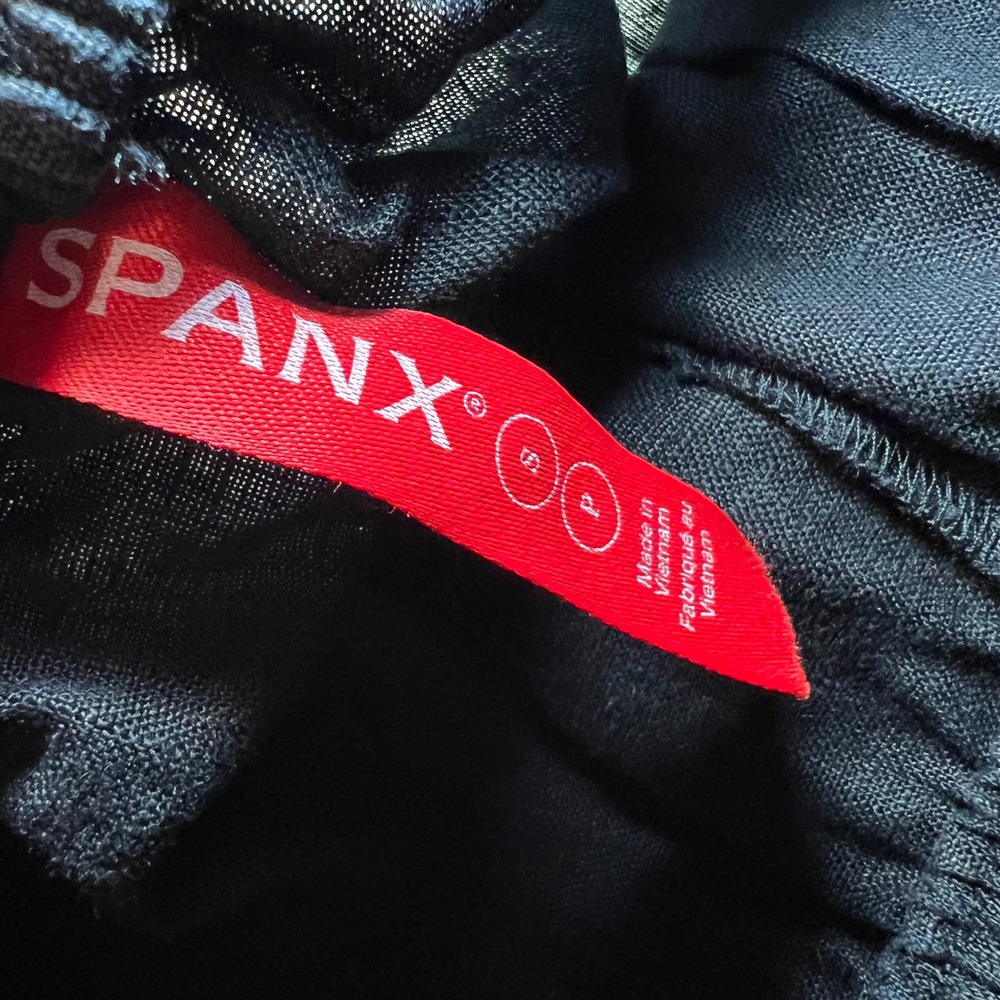 Spanx Black Linen-Line Shorts Elastic Drawstring Waist Pockets Small S Womens - Picture 5 of 7
